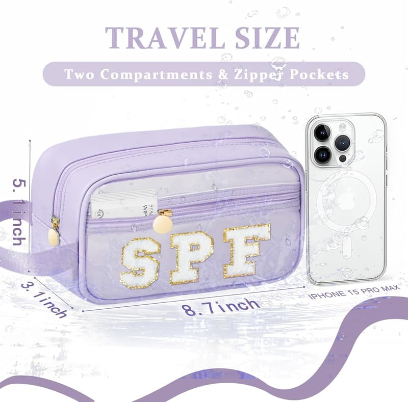 Personalized Clear Sunscreen Bag for Beach Vacation - Women's Travel Accessory