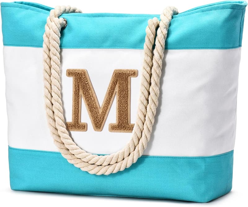 Personalized Waterproof Canvas Beach Tote Bag for Her