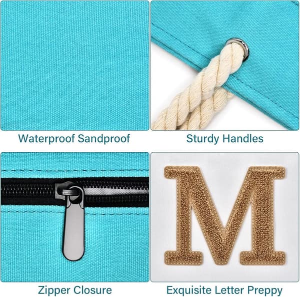 Personalized Waterproof Canvas Beach Tote Bag for Her