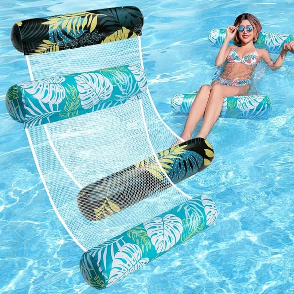 Adult Inflatable Pool Floats - 4-in-1 Lounger Rafts (2 Pack)