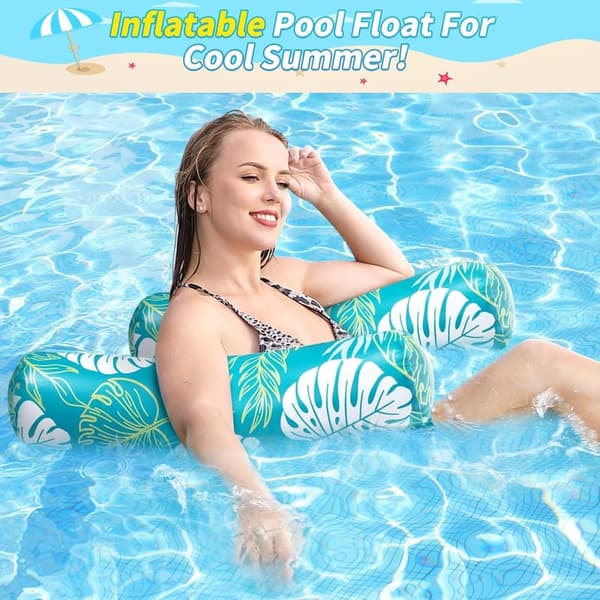 Adult Inflatable Pool Floats - 4-in-1 Lounger Rafts (2 Pack)
