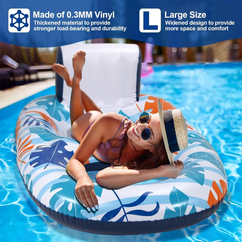 Adult Inflatable Pool Lounger - Water Float for Pool Parties
