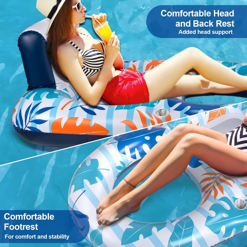 Adult Inflatable Pool Lounger - Water Float for Pool Parties