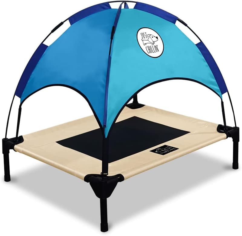 LuxLife Elevated Dog Bed with Canopies - Portable & Stylish
