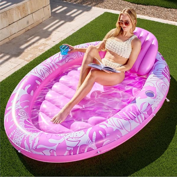 SLOOSH Inflatable Tanning Pool Lounger with Pillow, 70