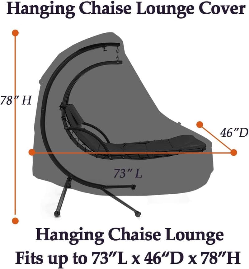 Waterproof Patio Chaise Lounge Cover with Zipper – 73 Inch