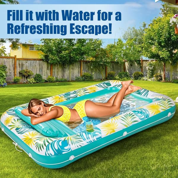 Adult Tanning Pool Float with Cup Holder & Pillow