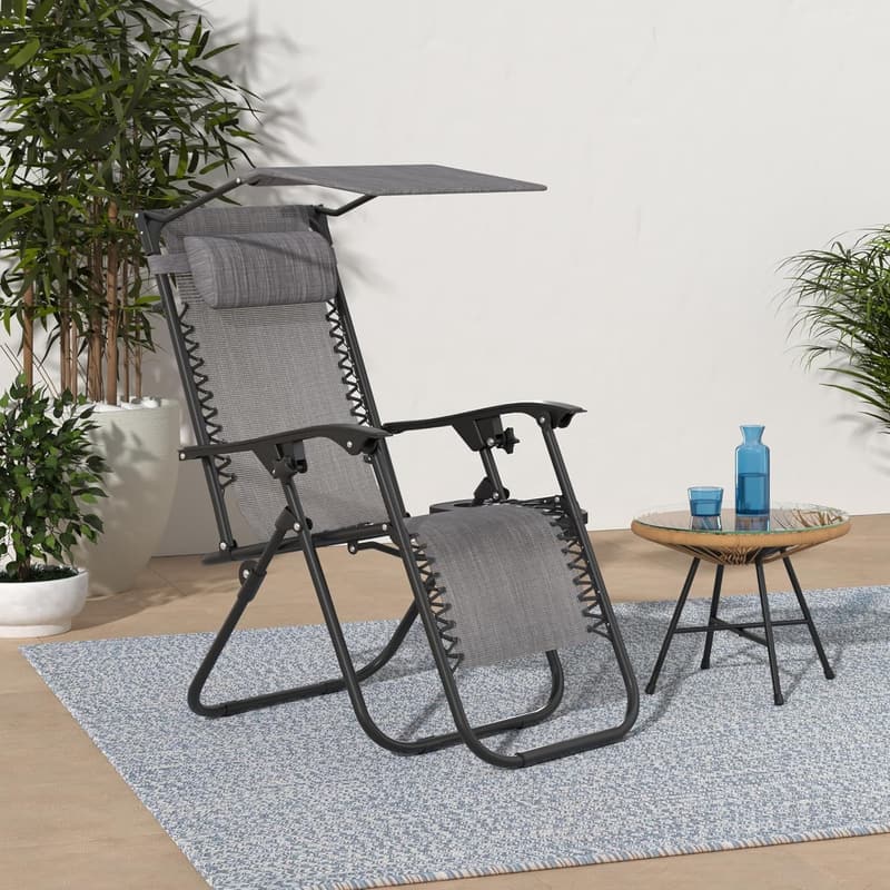 Adjustable Mesh Zero Gravity Lounge Chairs with Tray & Pillow - 2 Pack