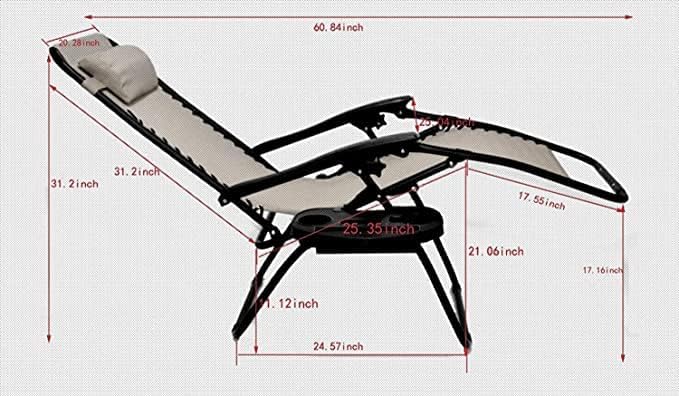 Adjustable Mesh Zero Gravity Lounge Chairs with Tray & Pillow - 2 Pack