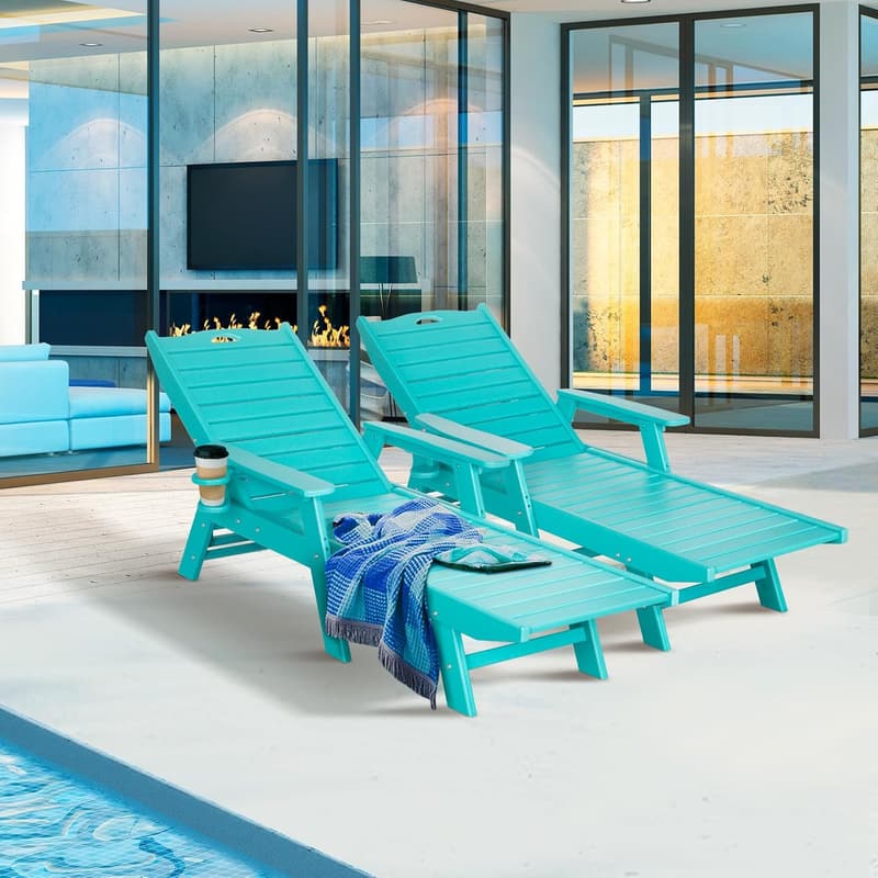 Adjustable Pool Lounge Chair Set for Outdoor Relaxation, 2-Pack