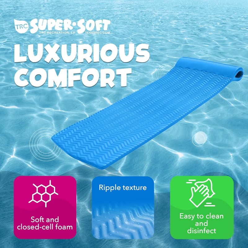 Vinyl Coated Foam Pool Float Mat with Built-in Pillow