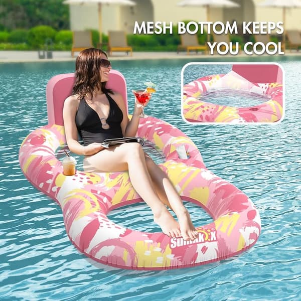 Luxury Inflatable Pool Float with Backrest and Cup Holders