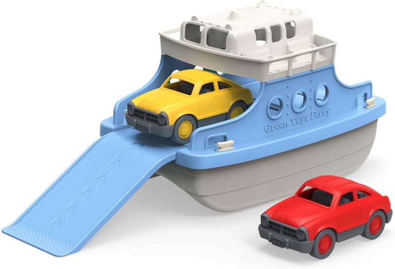 Ferry Boat Bath Toy Set with Mini Cars – Blue & White