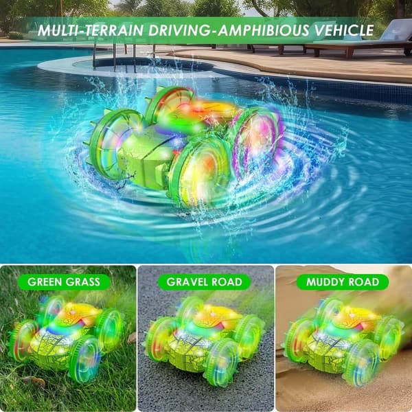 All-Terrain RC Car & Boat for Kids, Waterproof 360° Rotation