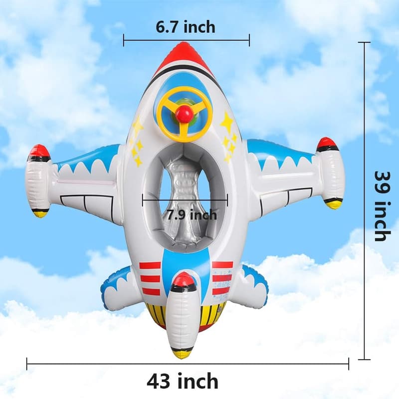 Inflatable Baby Swim Float with Steering Wheel for Kids 1-4