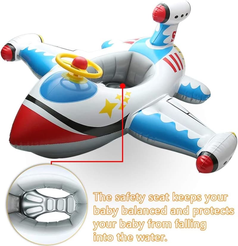 Inflatable Baby Swim Float with Steering Wheel for Kids 1-4