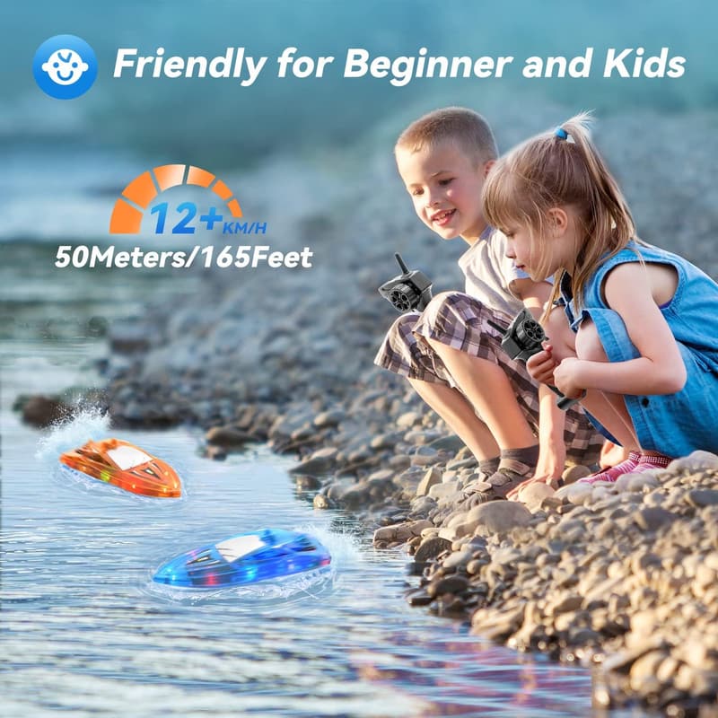Remote Control LED Light Boat Toys for Kids & Adults