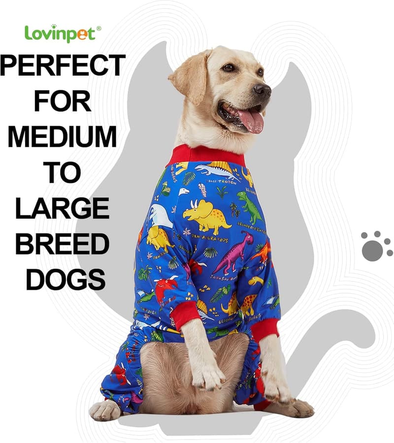 Post-Surgery Pitbull Dog Onesie - Dinosaur Print, UV Protection