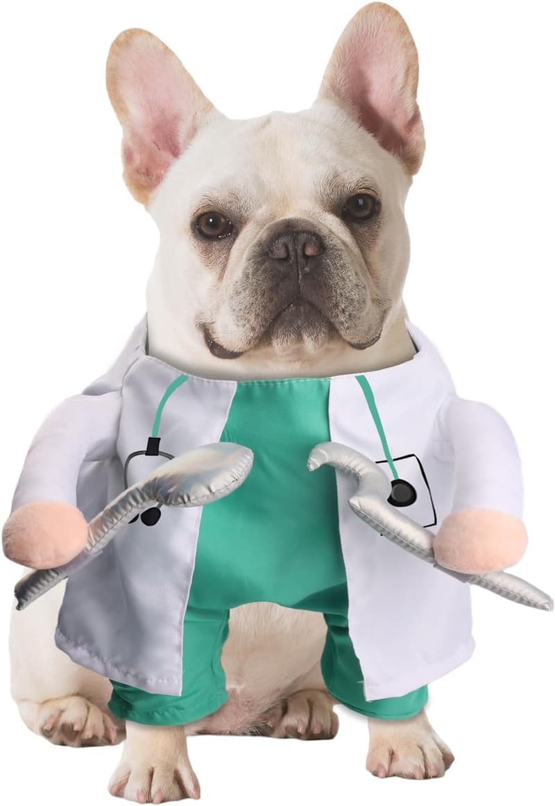 Halloween Dog Dentist Costume - Adjustable Pet Outfit for All Sizes