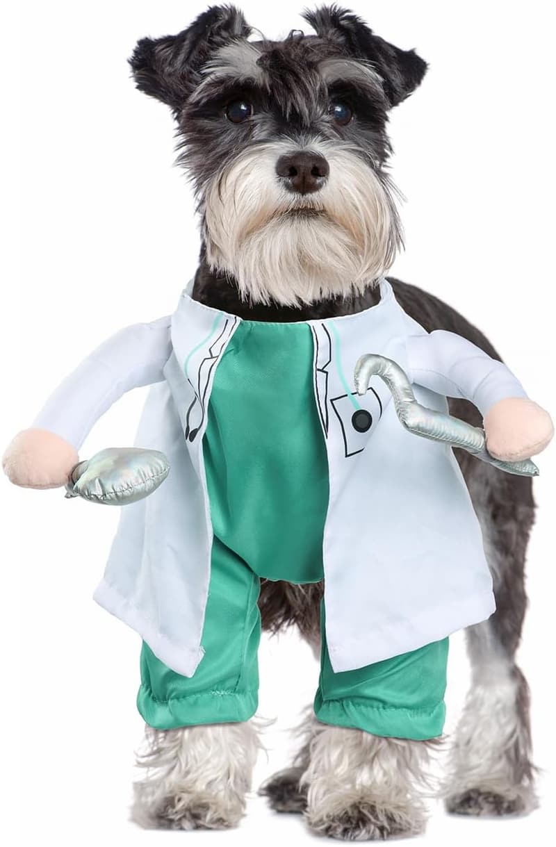 Dog Halloween Dentist Costume - Funny Adjustable Outfit for Pets