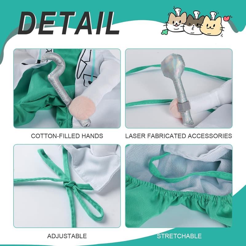 Dog Halloween Dentist Costume - Funny Adjustable Outfit for Pets