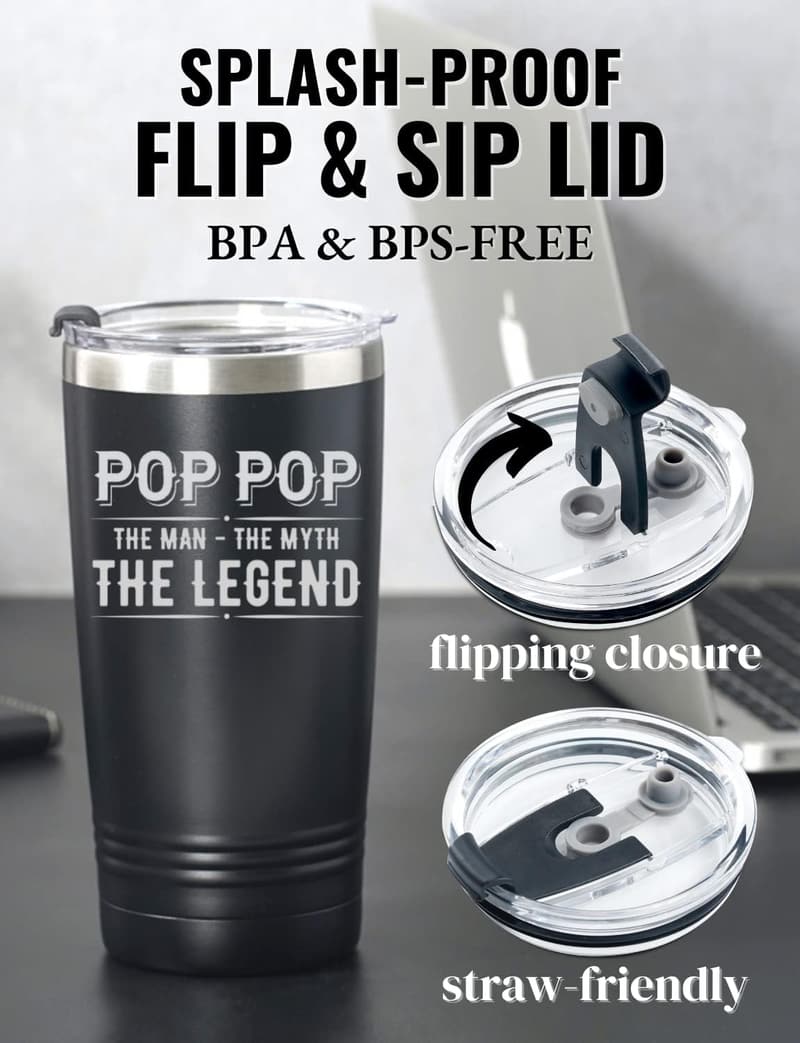 Father's Day Stainless Steel Tumbler for Grandfather - 20oz