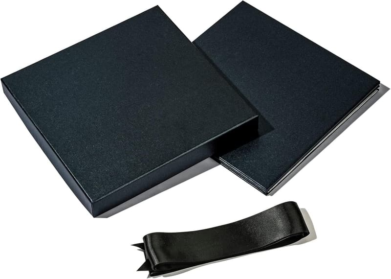 Collapsible Black Gift Box with Ribbon for Celebrations, 10x10x10 Inches