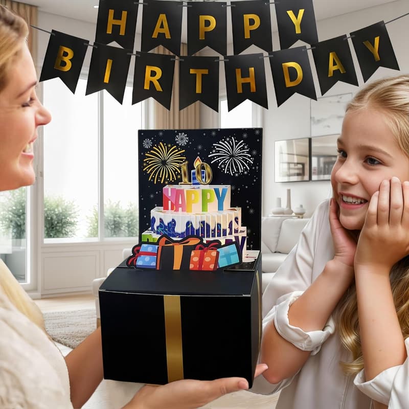 Birthday Musical Money Box with DIY Number Placard for All Ages