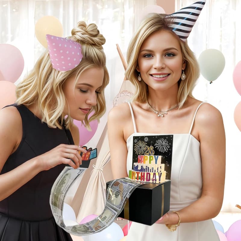 Birthday Musical Money Box with DIY Number Placard for All Ages