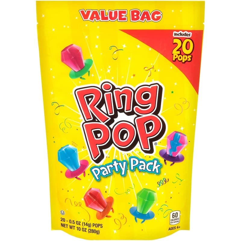 Assorted Ring Pop Lollipops - 20 Count Party Favor Pack