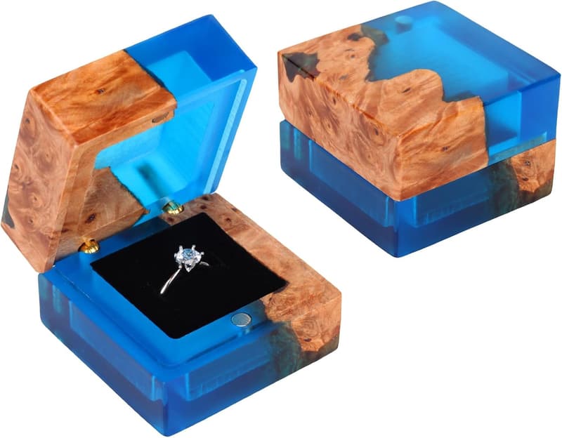 Handmade Wooden Ring Box for Proposal and Engagement