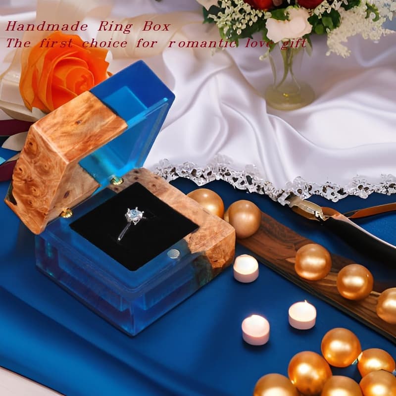 Handmade Wooden Ring Box for Proposal and Engagement