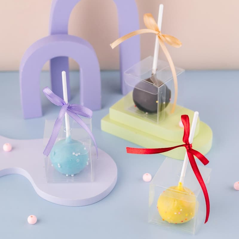 Wedding Party Favor Cake Pop Boxes - Clear Plastic, 100 Pack