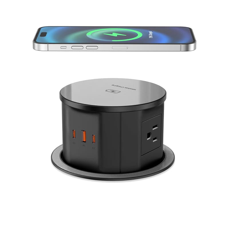 Pop Up Countertop Outlet with 15W Wireless Charger & 4 AC Ports