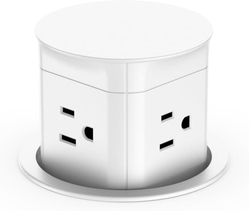 Pop-Up Countertop Outlet Station with 15 Amp Receptacle - White