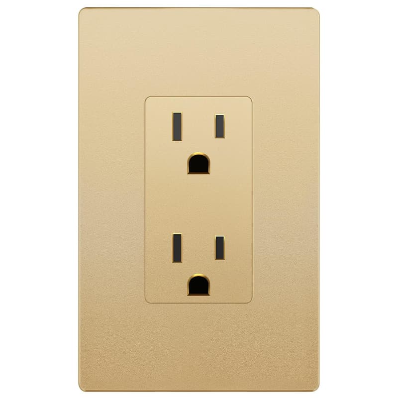 Gold Matte Finish Child-Safe Tamper-Resistant Wall Outlet