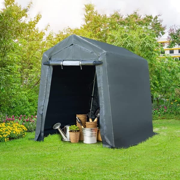Portable 6x8 ft Waterproof Outdoor Storage Shed with Zipper Doors