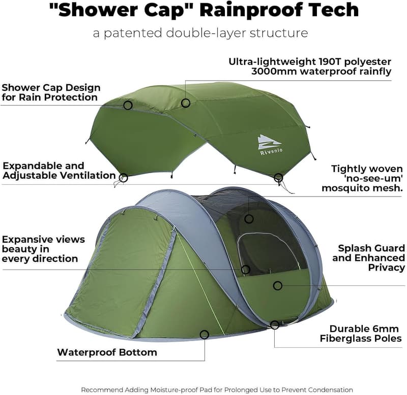 4-6 Person Waterproof Instant Pop-Up Camping Tent