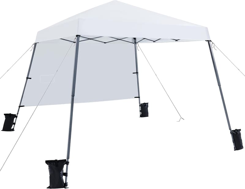 Portable 10x10 Pop Up Canopy Tent with Sidewall - White
