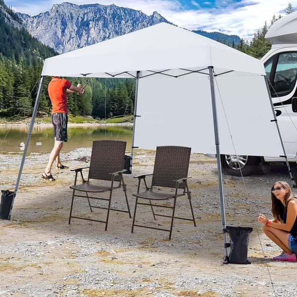Portable 10x10 Pop Up Canopy Tent with Sidewall - White
