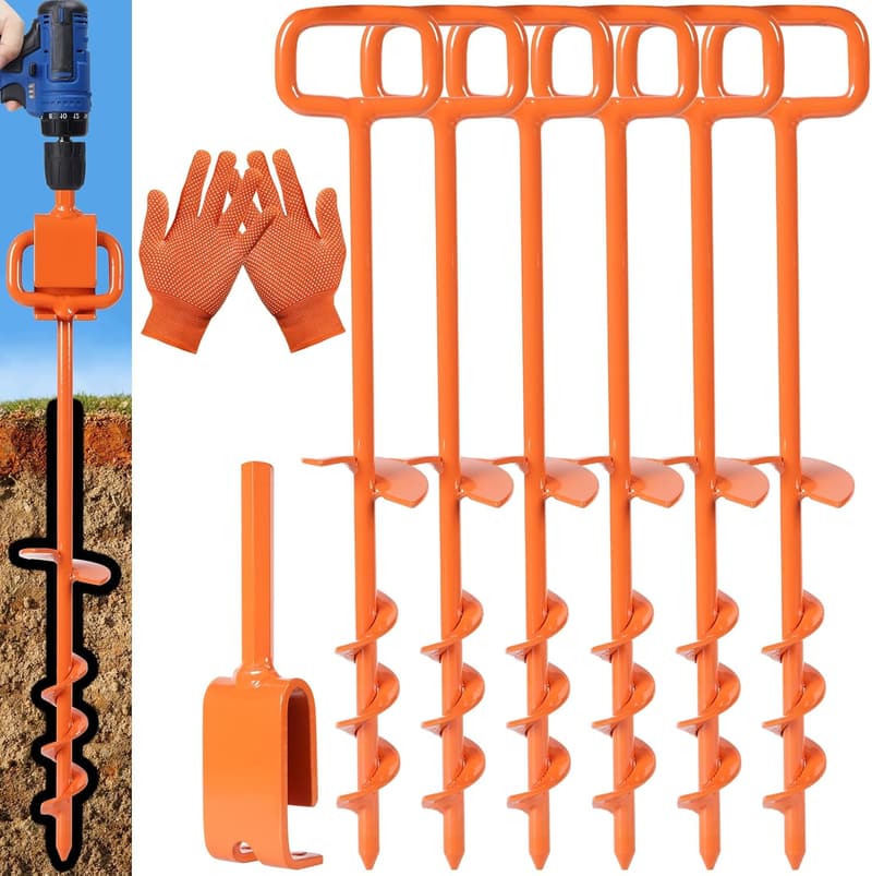 Heavy-Duty Tent Stakes with Adapter - Ground Anchors Kit