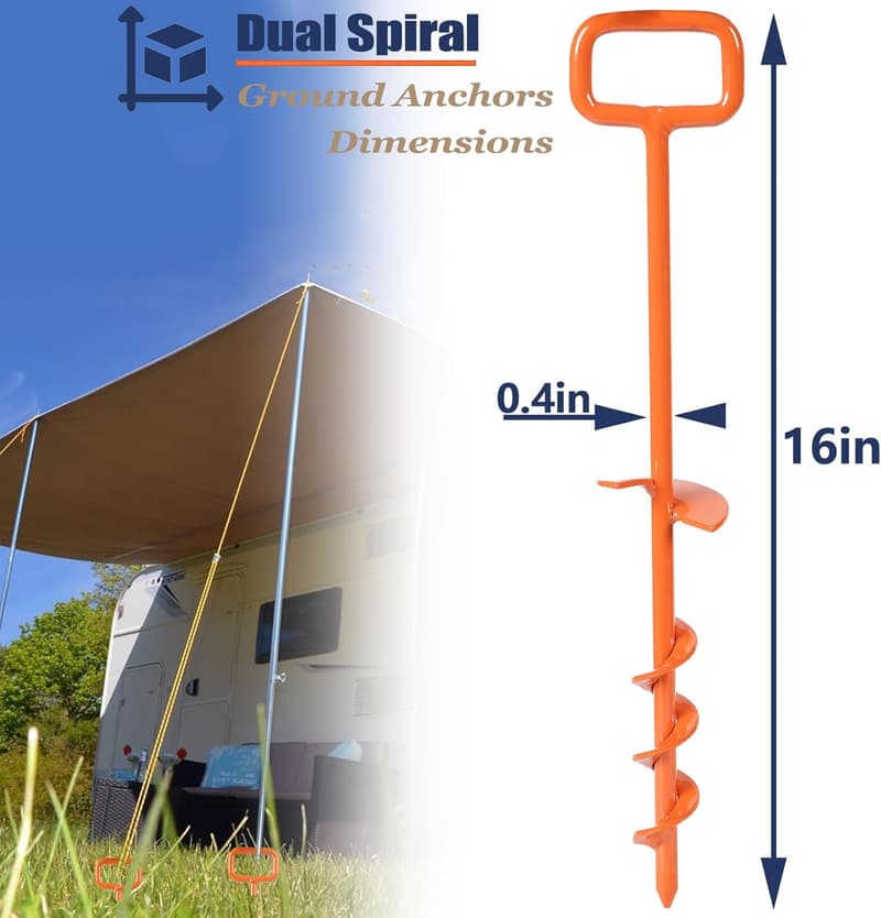 Heavy-Duty Tent Stakes with Adapter - Ground Anchors Kit