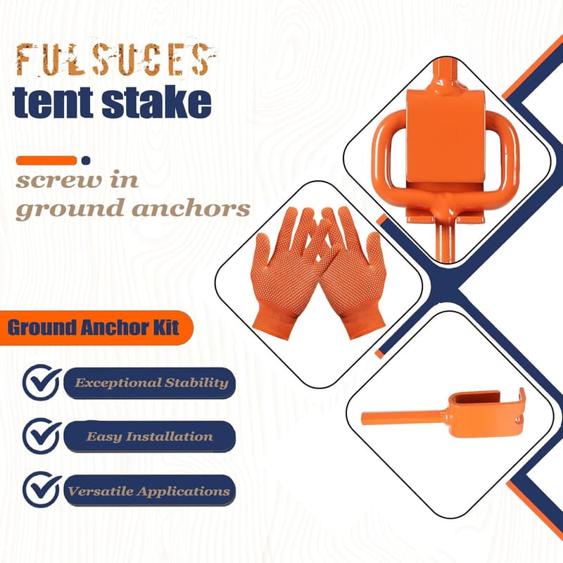 Heavy-Duty Tent Stakes with Adapter - Ground Anchors Kit