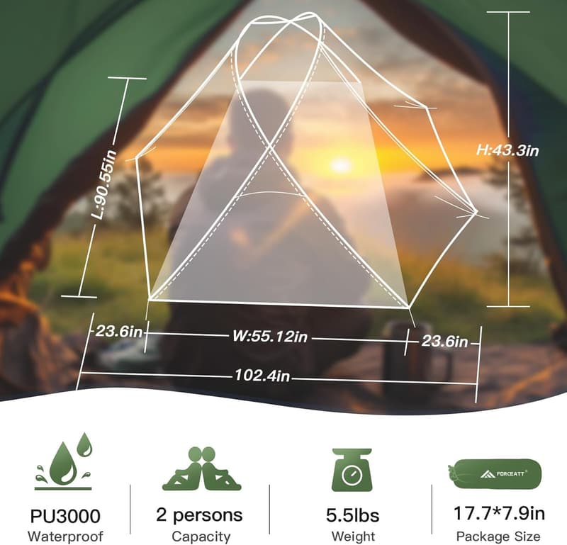 Ultralight 2-Person Waterproof Camping Tent with Rain Fly