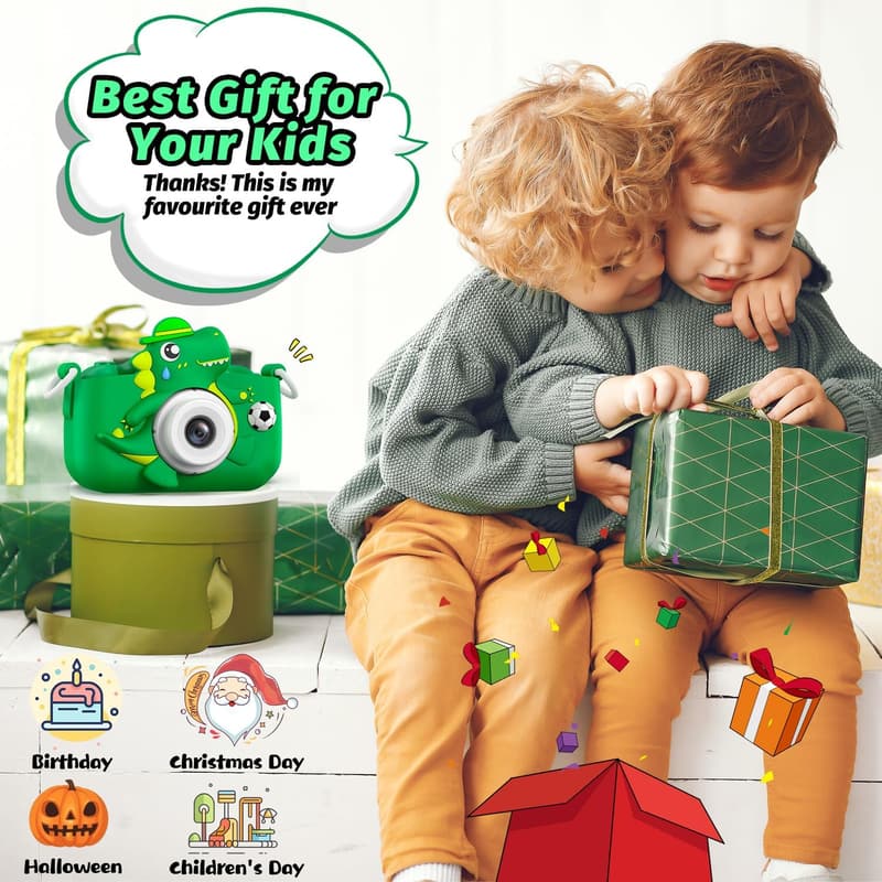 Toddler Dinosaur Camera with SD Card - Fun Gift for Kids 3-12