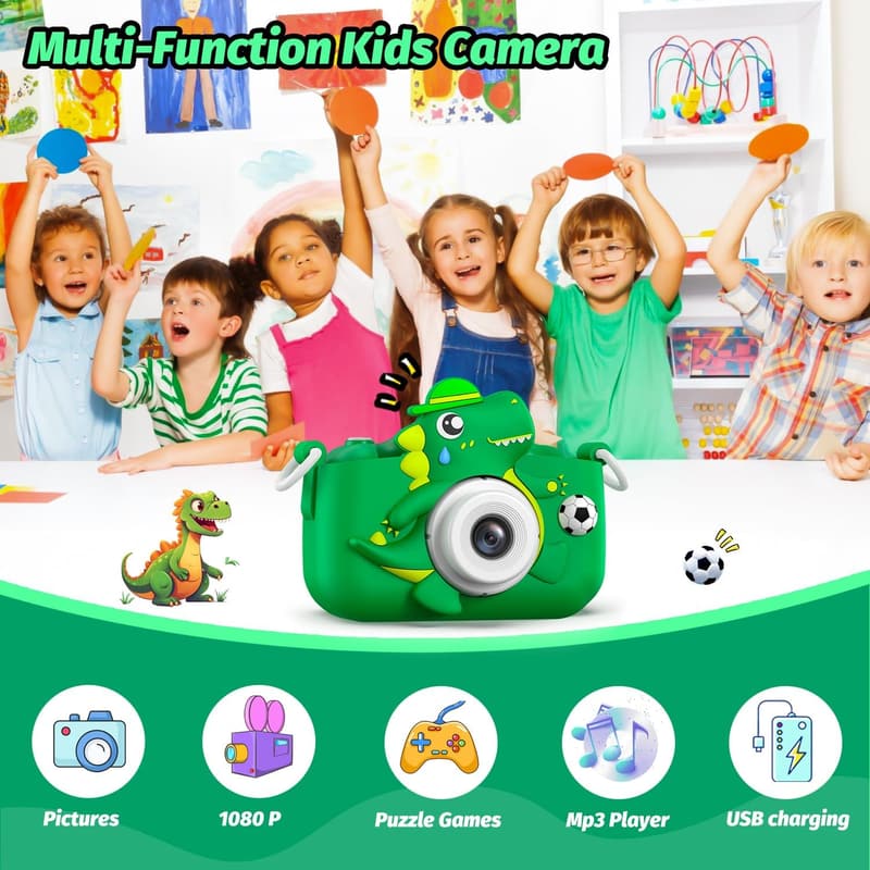 Toddler Dinosaur Camera with SD Card - Fun Gift for Kids 3-12