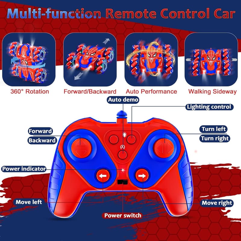 Rechargeable Off-Road RC Spider Car with Lights for Boys