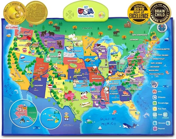 Interactive USA Map Poster - Educational Talking Toy for Kids