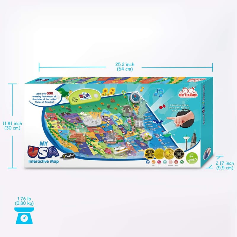 Interactive USA Map Poster - Educational Talking Toy for Kids