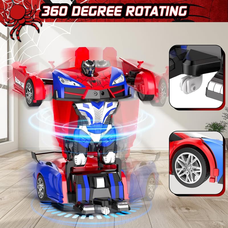 Transforming RC Car for Kids Ages 8-12, 1:18 Scale Robot Car